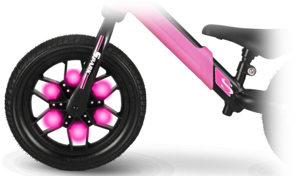 Rowerek biegowy QPLAY Spark Różowy podswietlane kolka