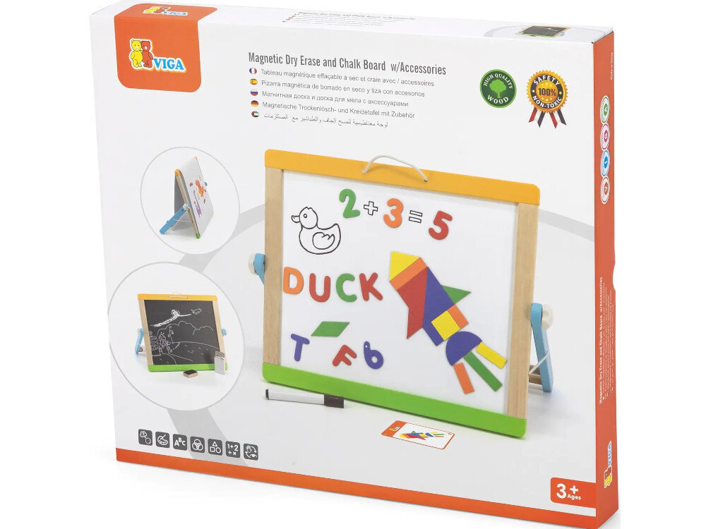 Tablica magnetyczna VIGA Learn from Fun 44545 elementy magnesy