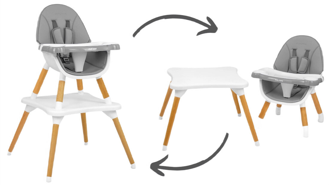 Krzesełko do karmienia MILLY MALLY Malmo Szary wygląd prezentacja design przekształcenie możliwości