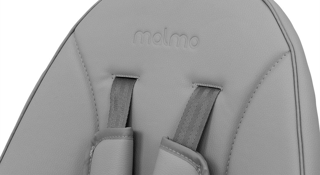 Krzesełko do karmienia MILLY MALLY Malmo Szary Komfort bezpieczeństwo Pięciopunktowe pasy bezpieczeństwa miękkie osłonki ochrona otwarcia regulacja długośc pasów dopasowanie Ergonomiczna tacka z wgłębieniem ułatwienie karmienie