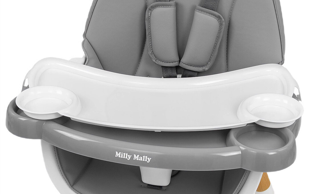 Krzesełko do karmienia MILLY MALLY Malmo Szary Łatwość czyszczenia tapicerka wykonanie ekoskóra zabrudzenia higieniczne użytkowanie