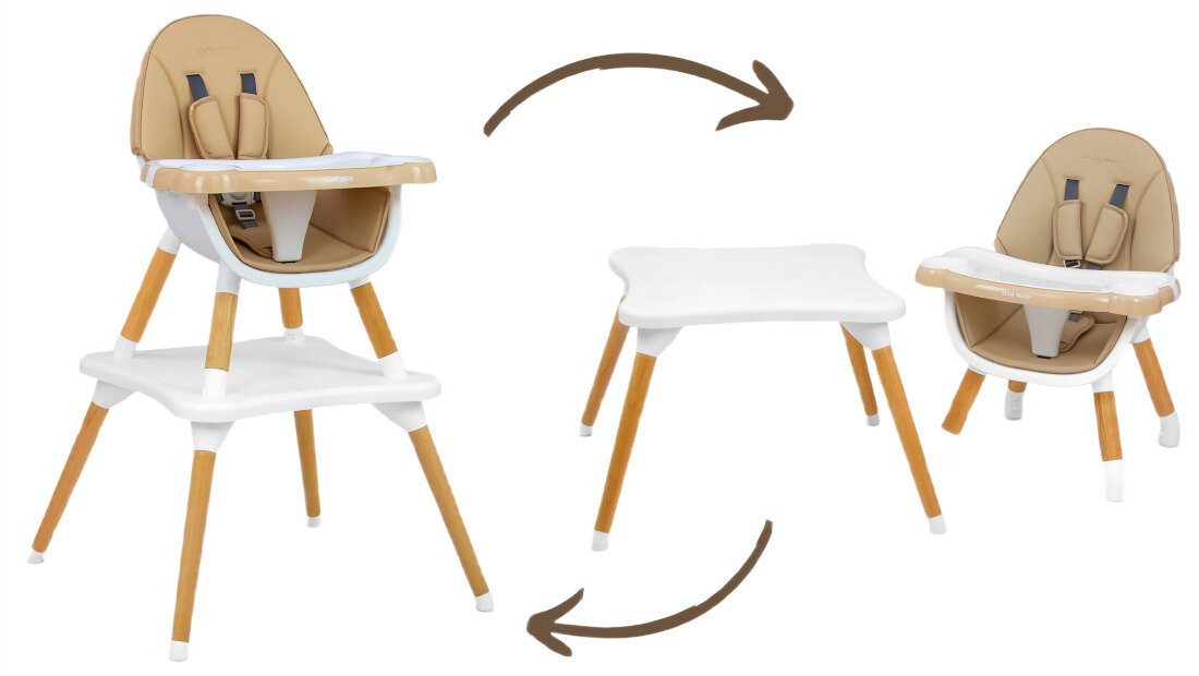 Krzesełko do karmienia MILLY MALLY Malmo Beżowy wygląd prezentacja design przekształcenie możliwości