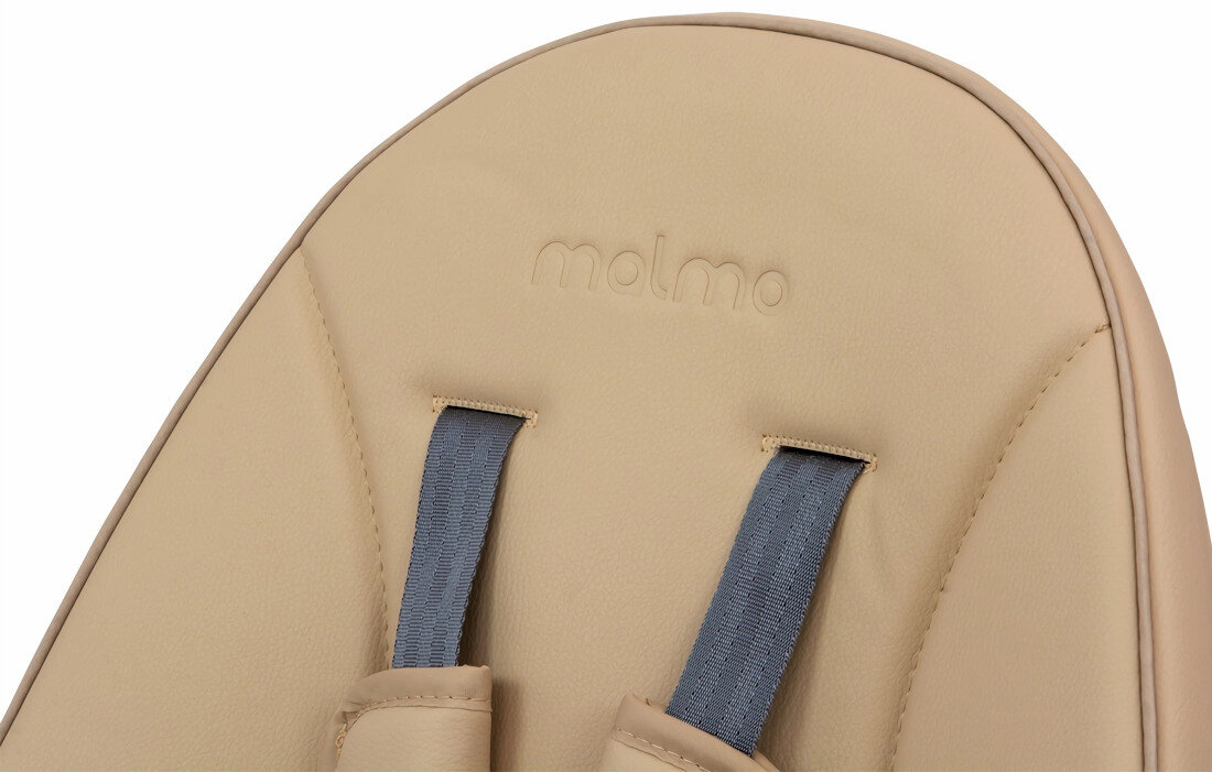 Krzesełko do karmienia MILLY MALLY Malmo Beżowy Komfort bezpieczeństwo Pięciopunktowe pasy bezpieczeństwa miękkie osłonki ochrona otwarcia regulacja długośc pasów dopasowanie Ergonomiczna tacka z wgłębieniem ułatwienie karmienie