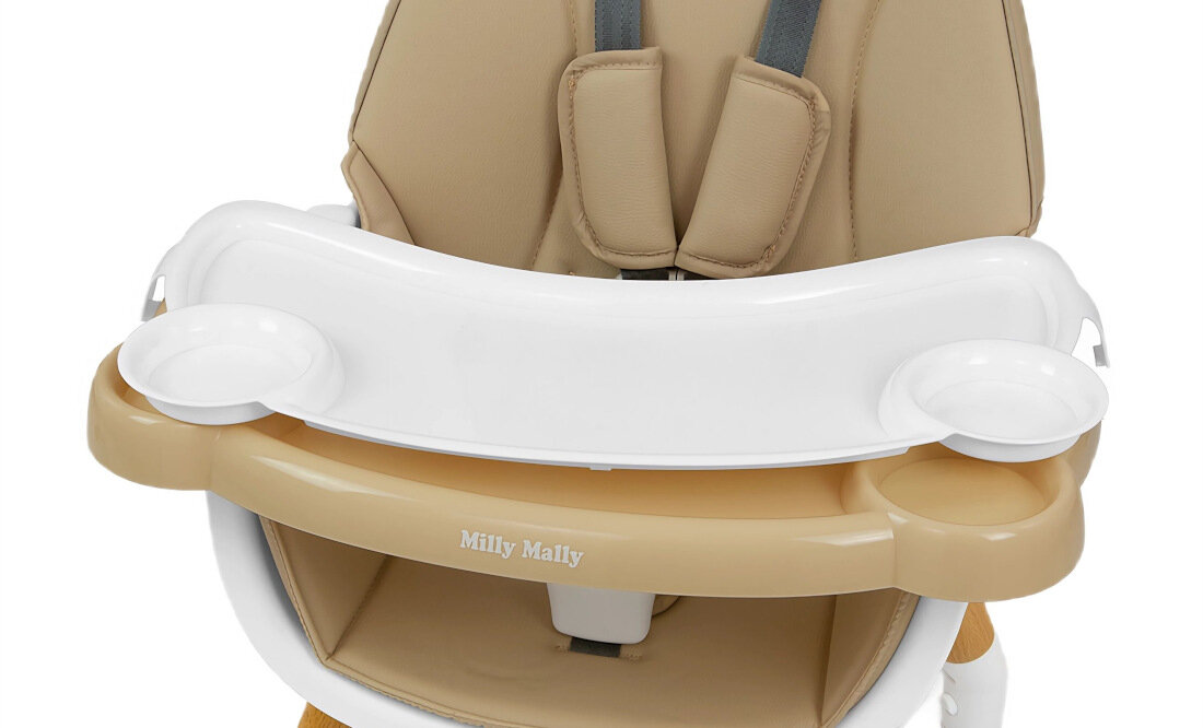 Krzesełko do karmienia MILLY MALLY Malmo Beżowy Łatwość czyszczenia tapicerka wykonanie ekoskóra zabrudzenia higieniczne użytkowanie
