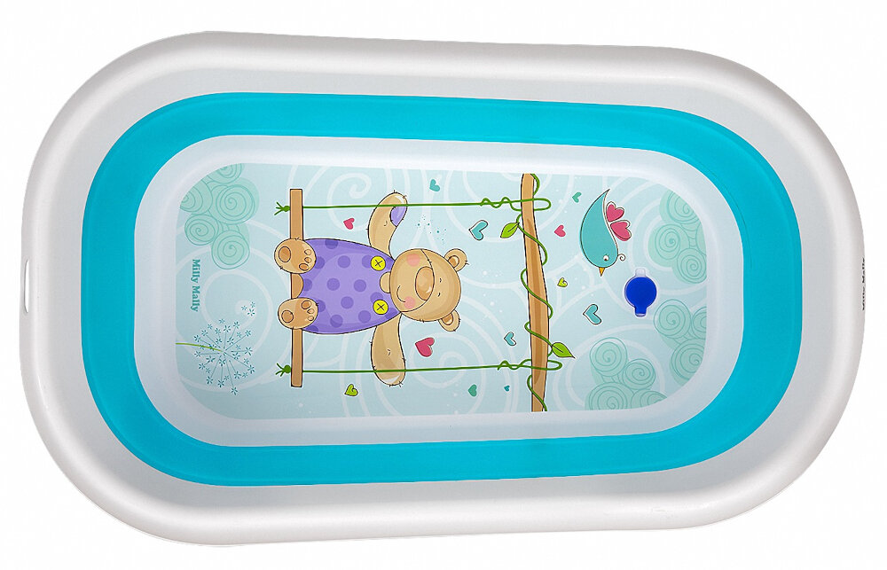 Wanienka składana MILLY MALLY Aqua Niebieski z trwalych bezpiecznych materialow silikonowe dno boki z miekkiego tworzywa sztucznego mile w dotyku nie powoduje alergii latwe w utrzymaniu czystosci