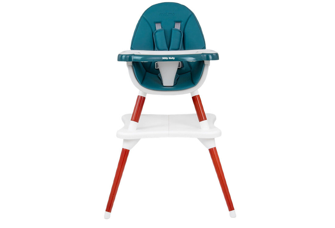 Krzesełko do karmienia MILLY MALLY Malmo Zielony ochrona podłogi solidna lekka konstrukcja Gumowe stopki ochrona zarysowania wygoda użytkowanie