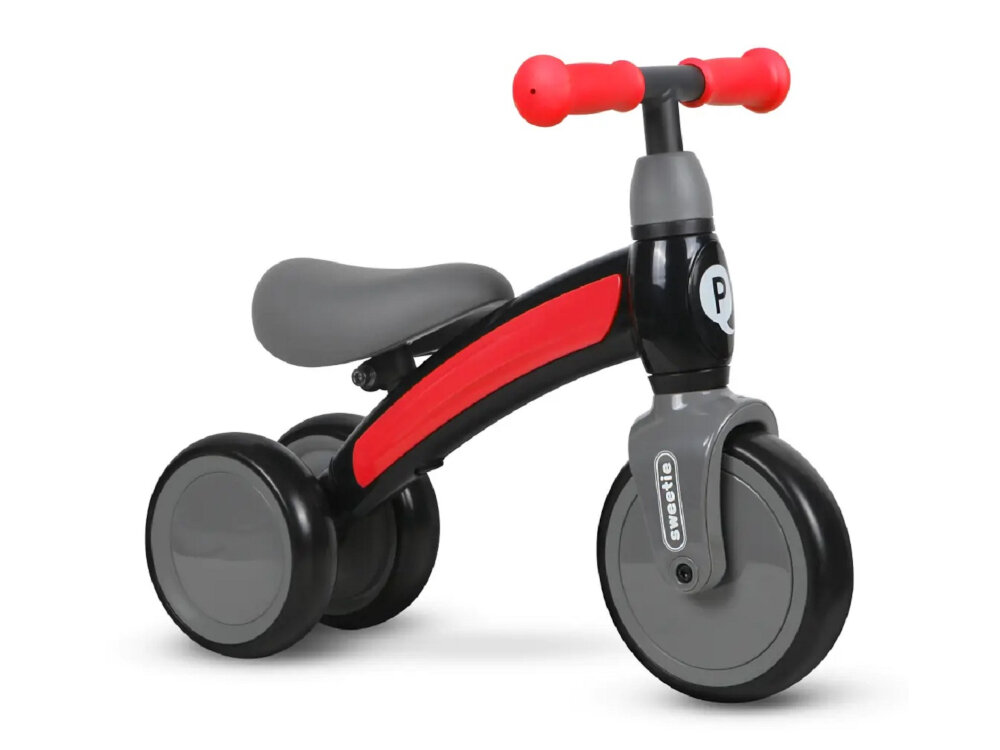 Rowerek biegowy QPLAY Sweetie Czerwony niewielki wspiera rozwoj rownowagi koordynacji pewnosci siebie radosc z jazdy przemyslana konstrukcja wyjatkowe funkcje dla dzieci w wieku od 1 do 3 lat maksymalna waga do 20 kg