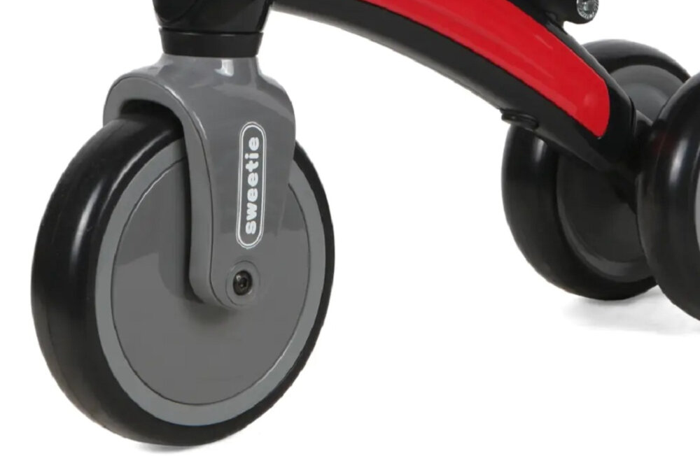 Rowerek biegowy QPLAY Sweetie Czerwonykola trzy stabilne z pianki EVA 7-calowe trwale ciche ogranicznik skretu kierownicy bezpieczenstwo