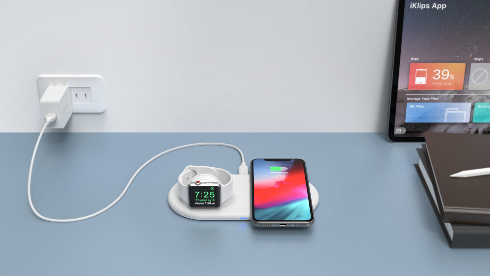 Ładowarka indukcyjna ADAM ELEMENTS Omnia Q2 10W Biały elastyczność smartfon zegarek dwa w jednym 2w1