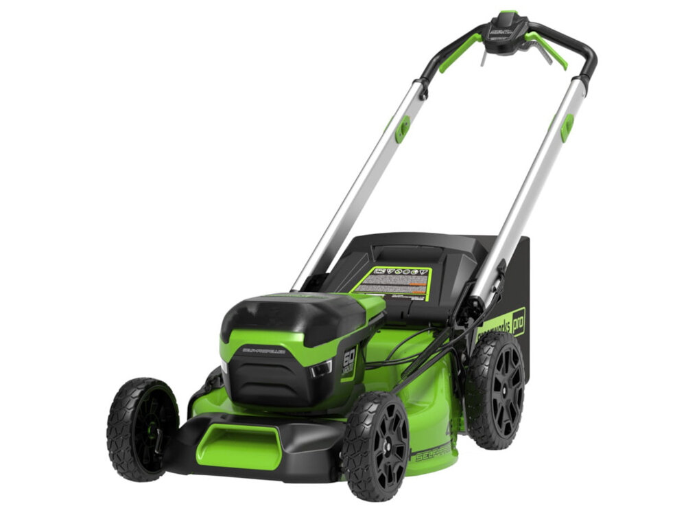 Kosiarka akumulatorowa GREENWORKS GD60LM46SP z napędem praktyczna ekologiczna opcja do pielegnacji trawnika wydajna latwa w obsludze