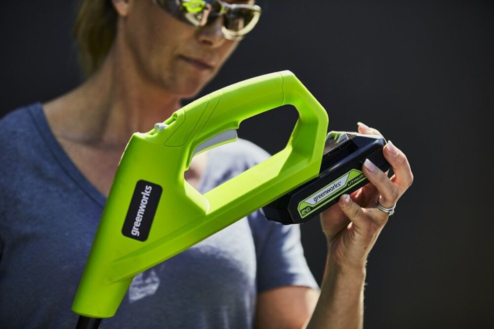 Podkaszarka akumulatorowa GREENWORKS G24LT25 2107207 zasilanie akumulatorowe akumulator GREENWORKS seria 24 V technologia litowo-jonowa ogniwa wysokiej klasy