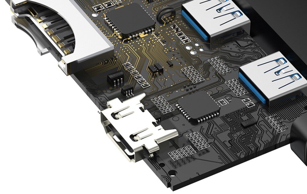 Stacja dokująca BASEUS Lite Series BS-OH020 USB Typu C, Pasywna gniazda USB prędkość przepustowość czytnik kart pamięci