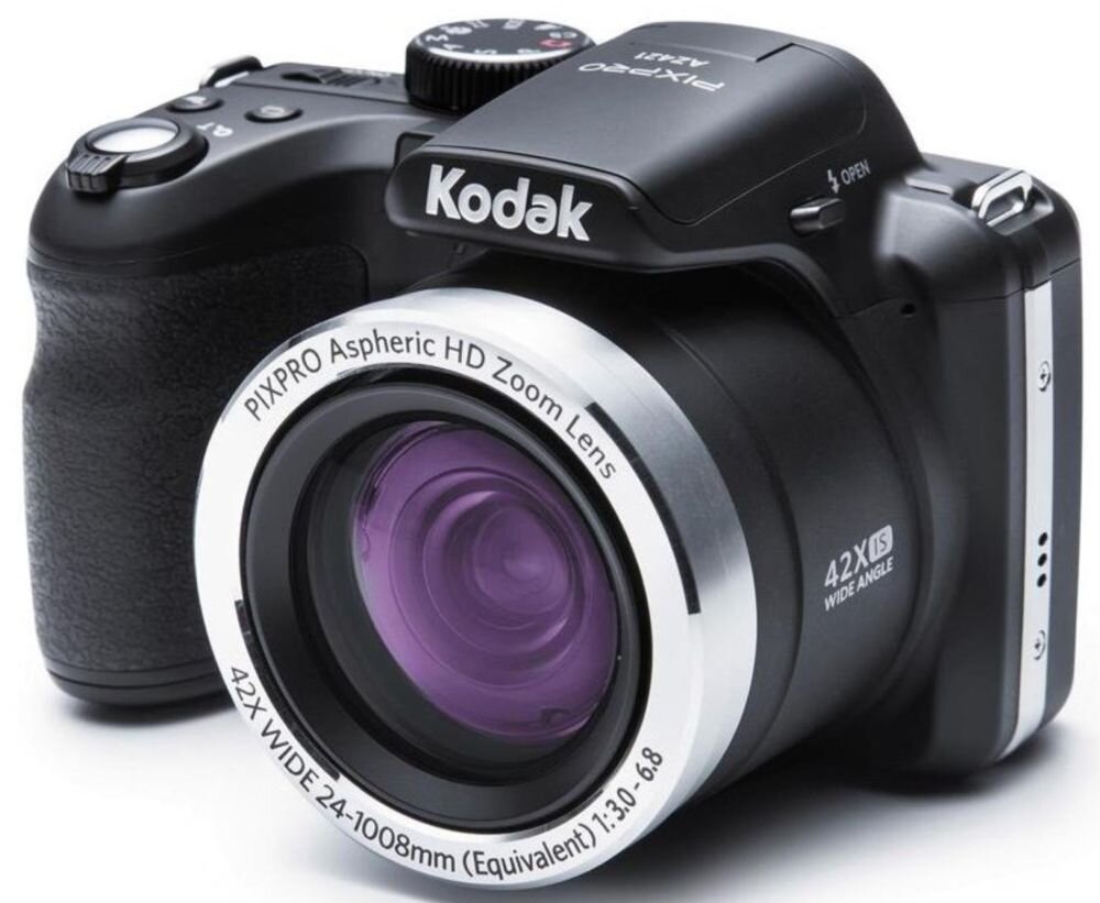 Aparat KODAK AZ421  zdjęcia obiektyw ekran wizjer ogniskowa przysłona migawka obudowa bateria zasilanie filmy nagrywanie rozdzielczość matryca rozmiar przekątna tryby iso montaż lampa światło przyciski sterowanie menu kontrast jasność balans bieli filtry cmos karta pliki format zapis seria