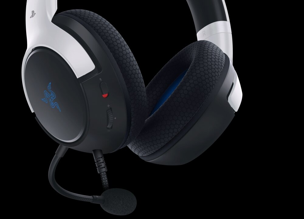 Słuchawki RAZER Kaira X (PlayStation Licensed) PS LICENCJA JAKOŚĆ DŹWIĘK ŁĄCZNOŚĆ WAGA LEKKOŚĆ TECHNOLOGIA MIKROFON KARDIOIDALNY DOPASOWANIE STEROWANIE CZAS PRACY CZAS DZIAŁANIA