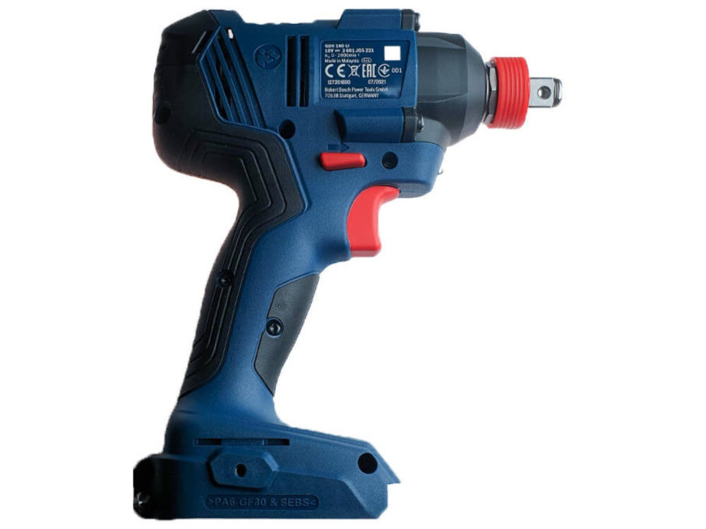 Klucz udarowy BOSCH GDX 180-LI Professional akumulator Li-Ion napięci 18V maksymalna prędkość obrotowa do 2800 obr/min częstotliwość udaru 0-3600 ud/min maksymalny moment obrotowy 180 Nm