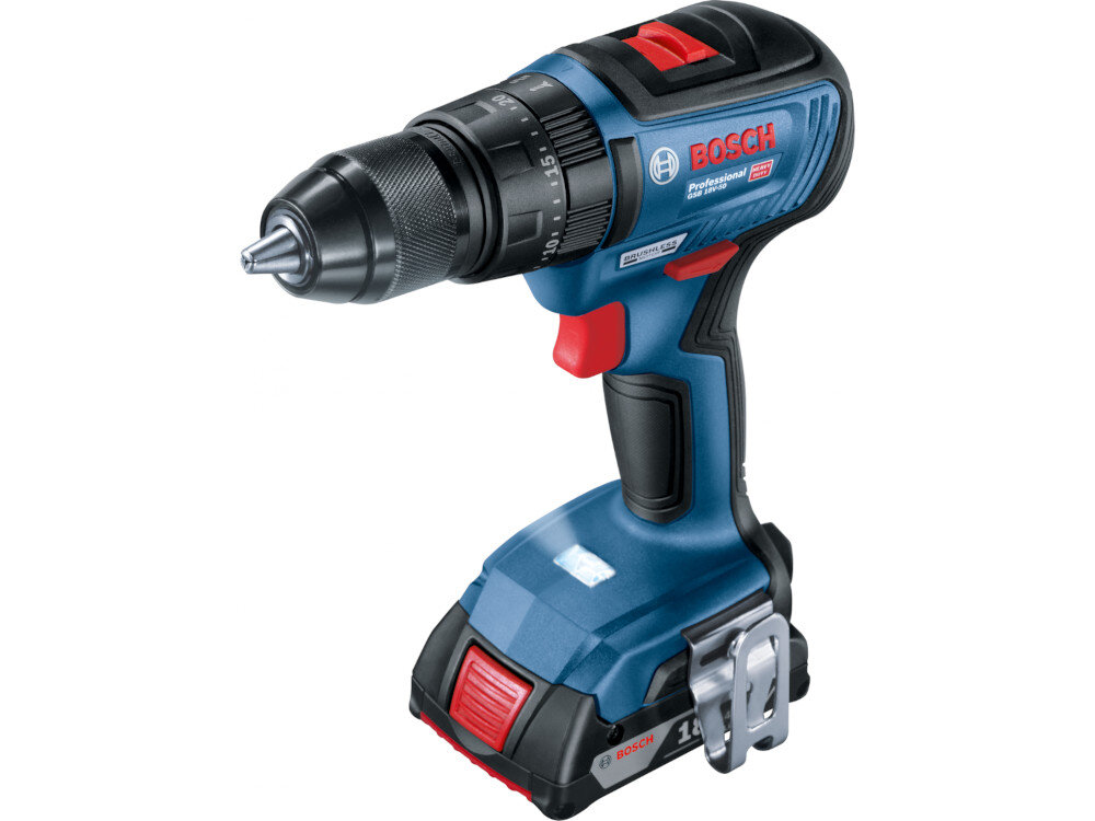 Wiertarko-wkrętarka Bosch GSB 18V-50 elektronarzędzie świetnymi parametrami ergonomiczna kompaktowa budowa