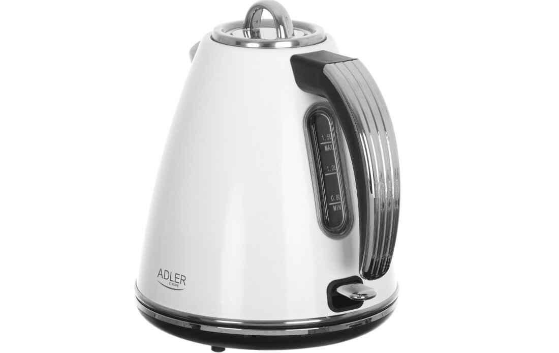 Czajnik ADLER AD 1343 bialy moc 2200W wykonanie stabilna podstawa czytelny wskaznik poziomu wody
