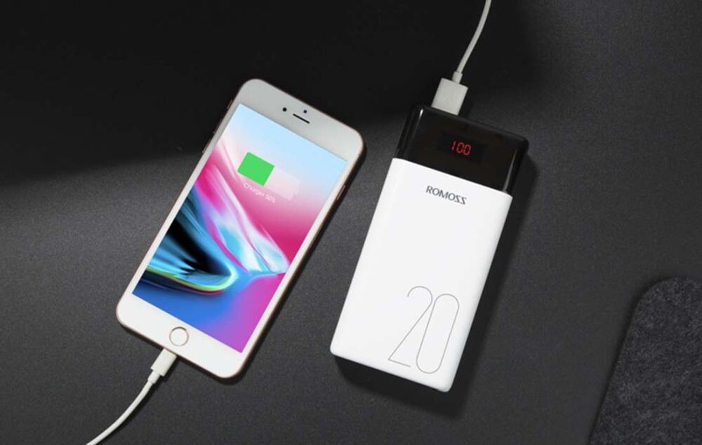 Powerbank ROMOSS LT20PS 20000mAh Biały ładowanie naraz więcej urządzeń