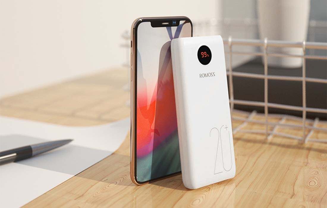 Powerbank ROMOSS SW20PS+ 20000mAh więcej urządzeń jednocześnie praca szybkie ładowanie