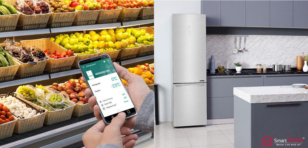 LG-GBB72MCQCN chłodziarka zamrażarka lodówka zdalne sterowanie smartfon smarthinq ustawienia temperatura