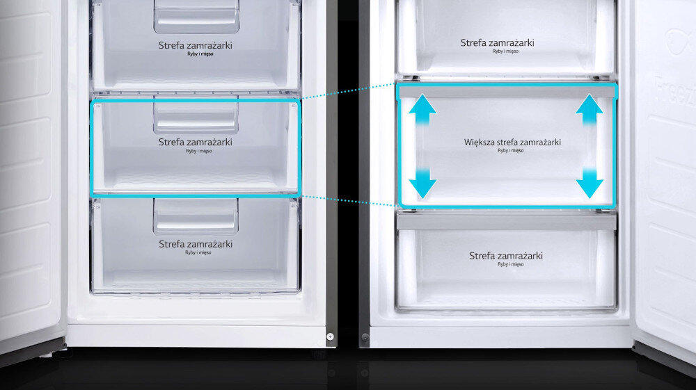 Lodówka LG GBB940BMQZT Nofrost więcej miejsca zamrażarka
