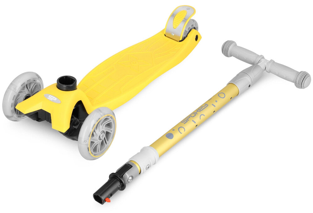 Hulajnoga dla dzieci SPOKEY Plier Żółty funkcja składania kierownicy uchwyty kierownicy pokryte antypoślizgowym miękkim materiałem TPR dla dzieci o wadze poniżej 50 kg