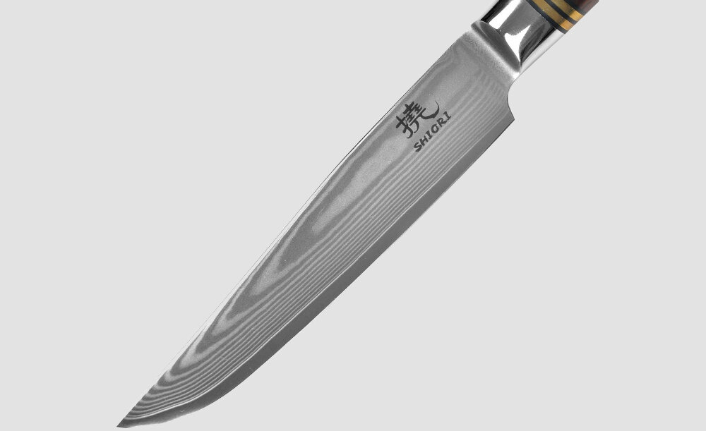 Zestaw noży SHIORI Suteki (2 elementów) Twardy ostry niezawodny 67 cienkich warstw stali damasceńskiej Wielowarstwowość