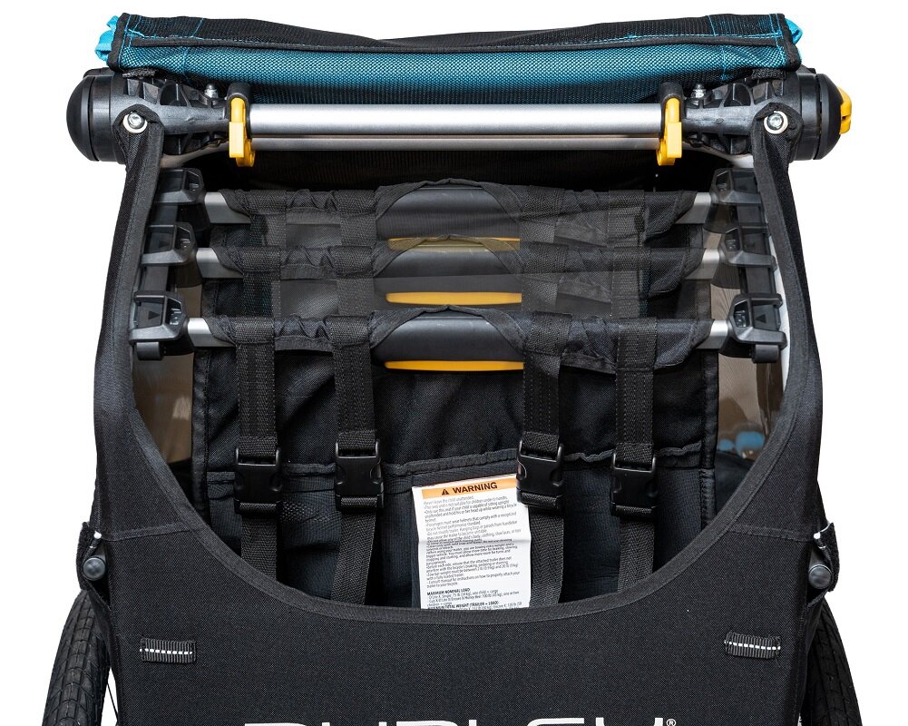 Przyczepka rowerowa BURLEY D’Lite X Niebieski dla dziecka Bezpieczne komfortowe Regulacja kierownicy Na każdą pogodę Możliwość złożenia