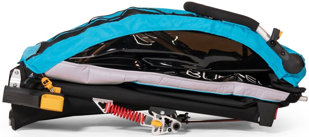 Przyczepka rowerowa BURLEY D’Lite X Niebieski dla dziecka Bezpieczne komfortowe Regulacja kierownicy Na każdą pogodę Możliwość złożenia