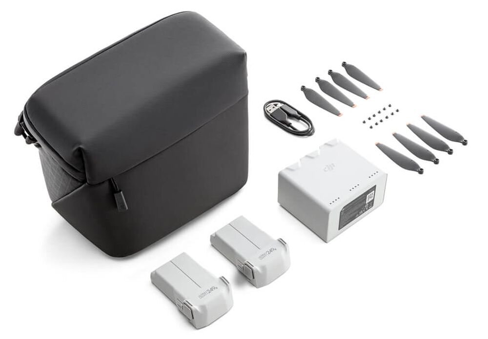 Zestaw akcesoriów DJI Mini 3 Pro Fly More Kit  Inteligentne Baterie Lotnicze, Dwukierunkowa Stacja Ładowania, Torba na Ramię, Śmigła Zapasowe, Ładowarka USB-C, Fotografia Lotnicza, Aerodynamiczna Wydajność, Bezpieczny Transport Drona