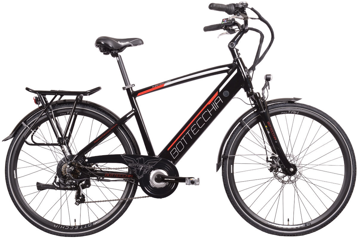 Rower elektryczny BOTTECCHIA E-City Man M20 28 cali meski Czarno-czerwony wyglad