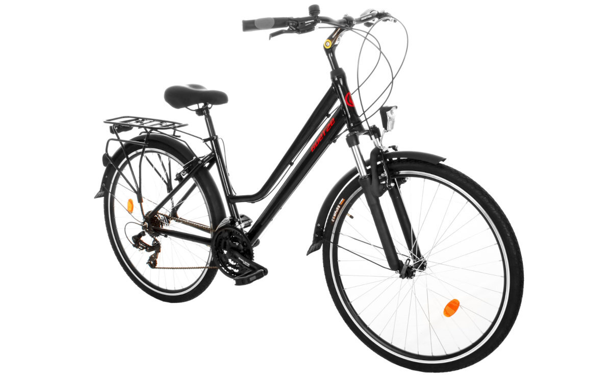 Rower trekkingowy GOETZE Tour D17 28 cali damski Czarny wyposazenie zestawu rower front skos