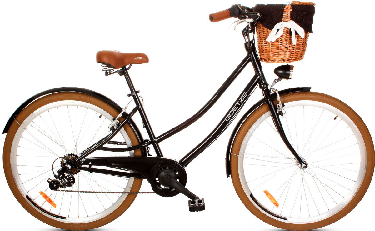 Rower miejski z koszykiem GOETZE Cruiser S7B 28 cali czarny wyglad