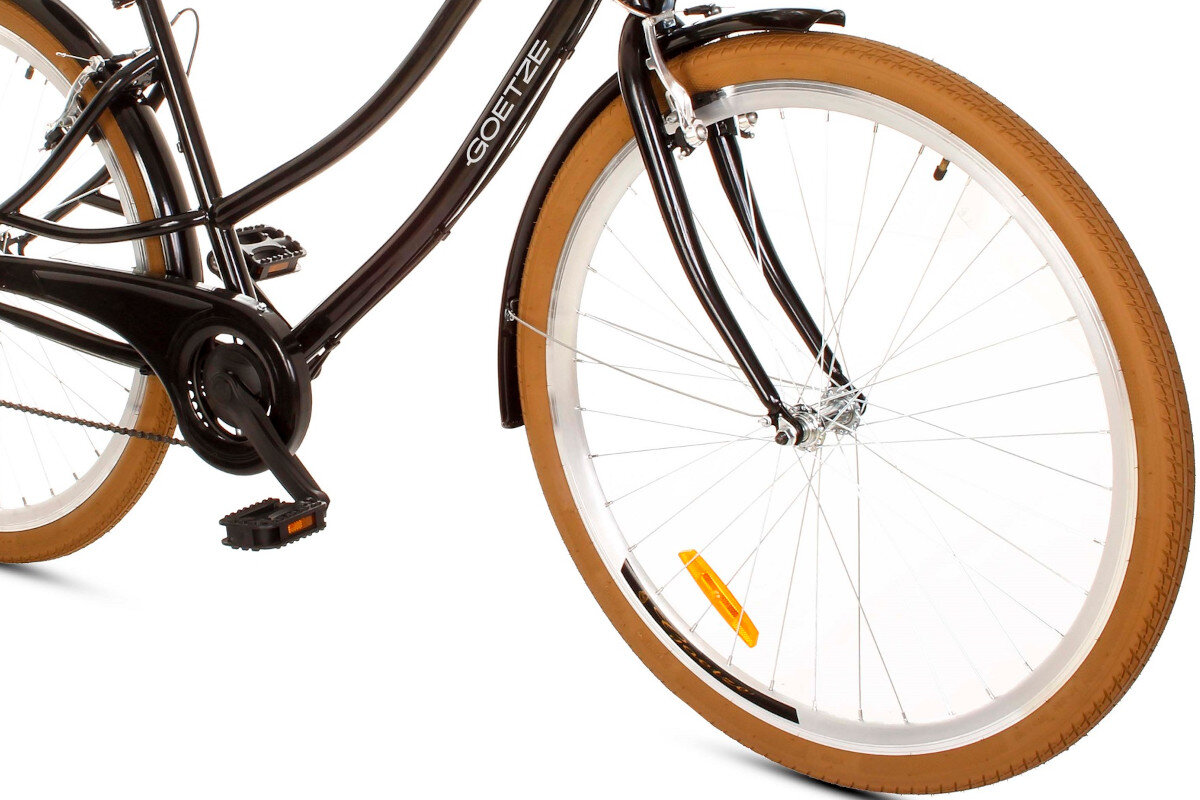 Rower miejski z koszykiem GOETZE Cruiser S7B 28 cali czarny kola obrecze