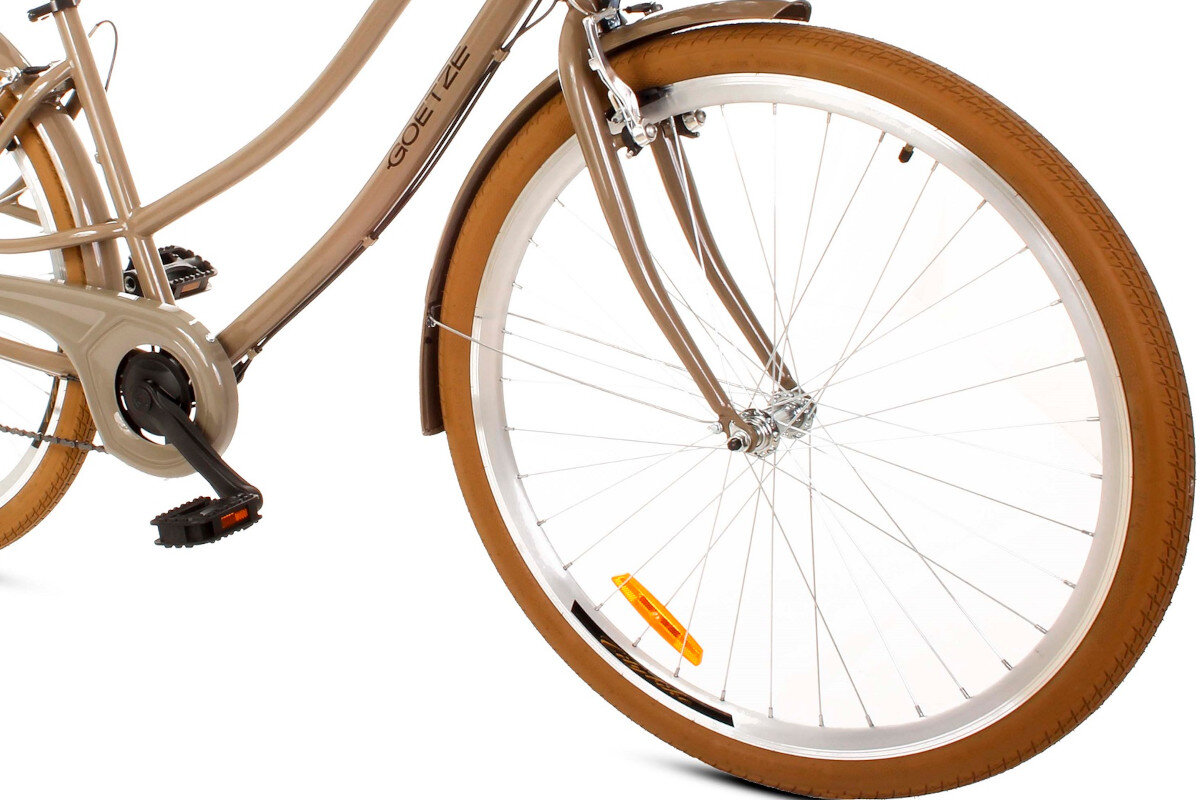 Rower miejski z koszykiem GOETZE Cruiser S7B 28 cali brazowy kola obrecze