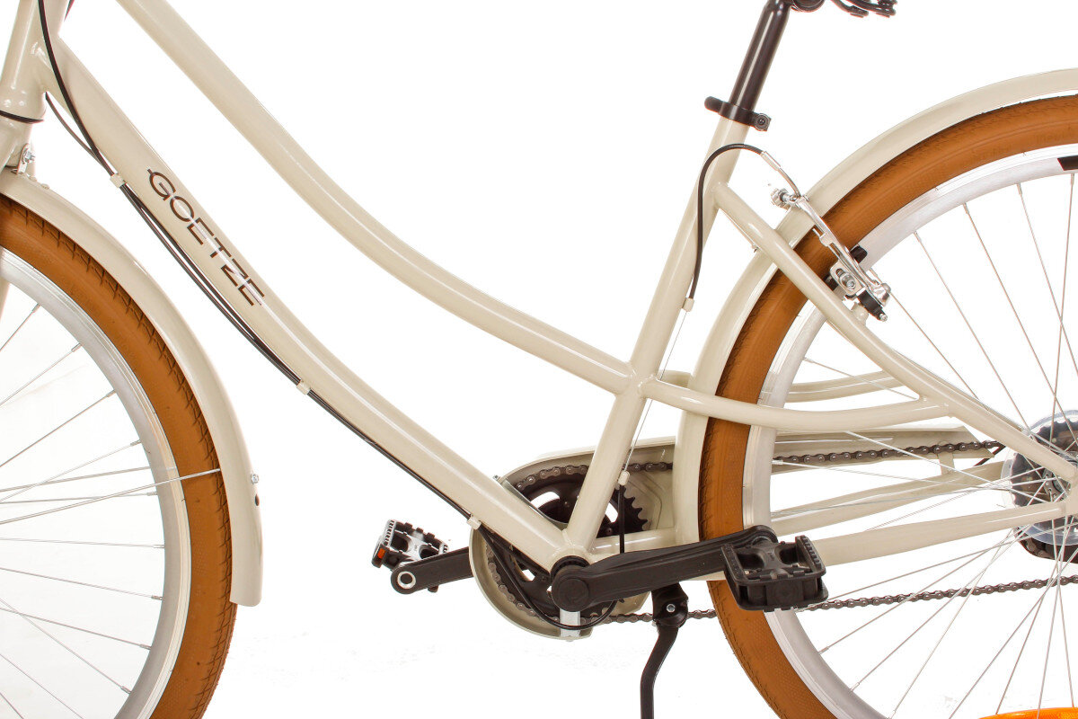 Rower miejski z koszykiem GOETZE Cruiser S7B 28 cali bezowy rama stalowa