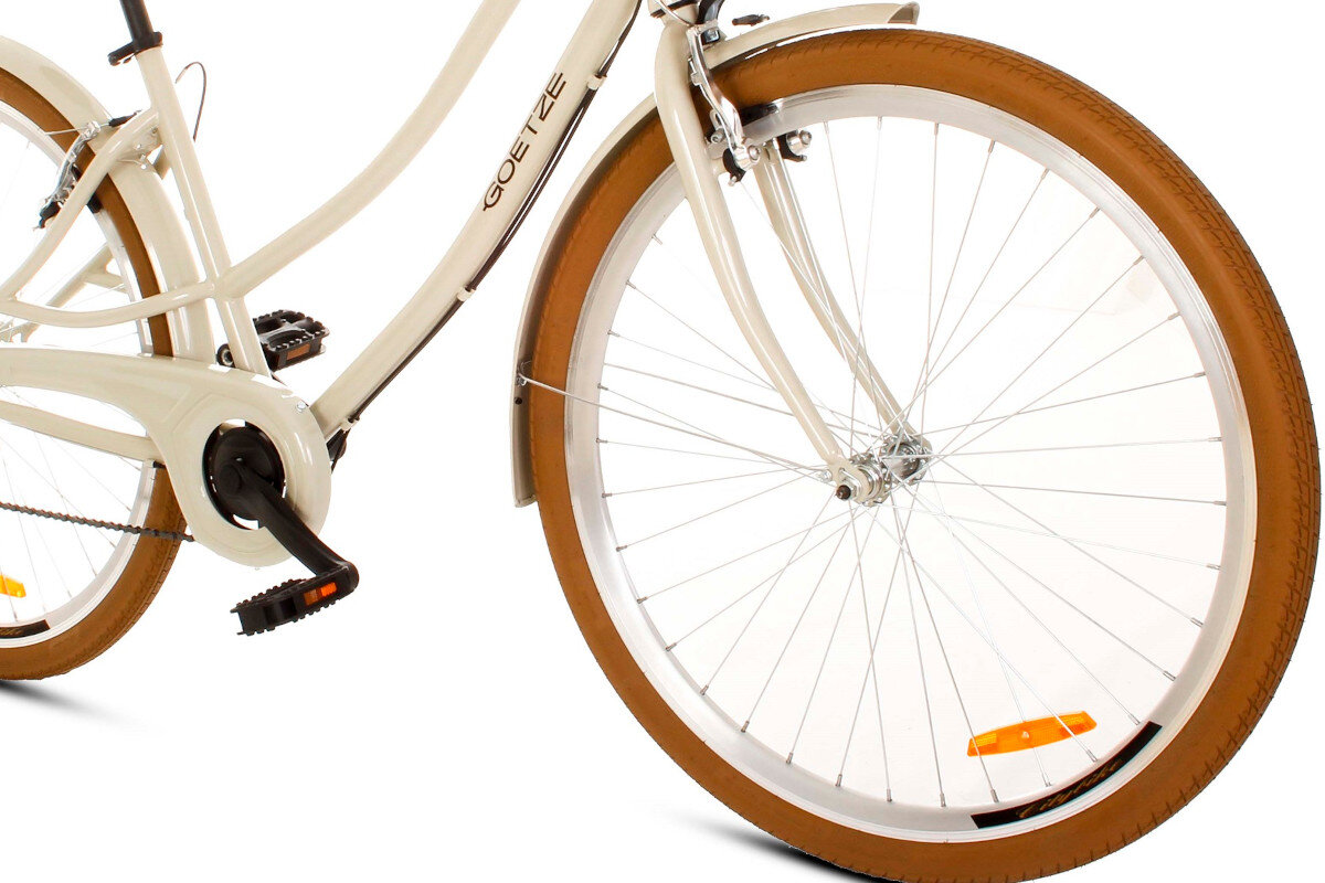 Rower miejski z koszykiem GOETZE Cruiser S7B 28 cali bezowy kola obrecze