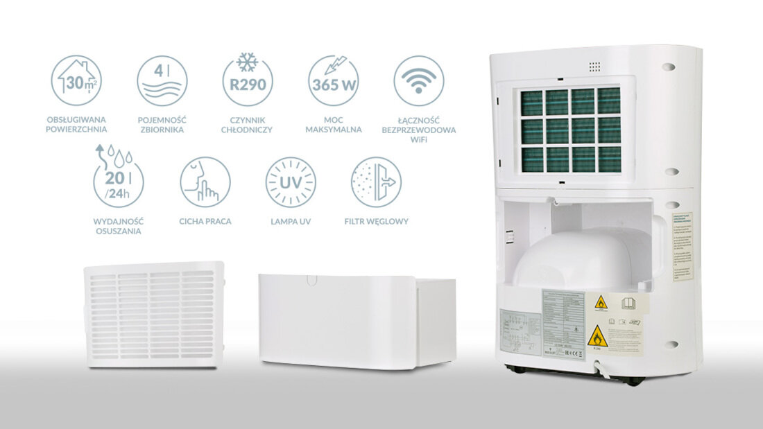 Osuszacz powietrza HAUS & LUFT HL-OS-20 WIFI osuszanie zakres dla alergikow pojemnosc