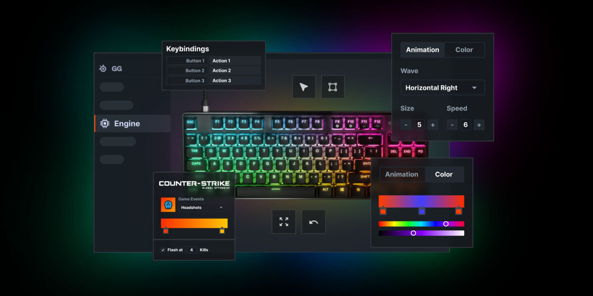 Klawiatura STEELSERIES Apex 9 TKL kolory RGB przypisanie koloru do klawisza