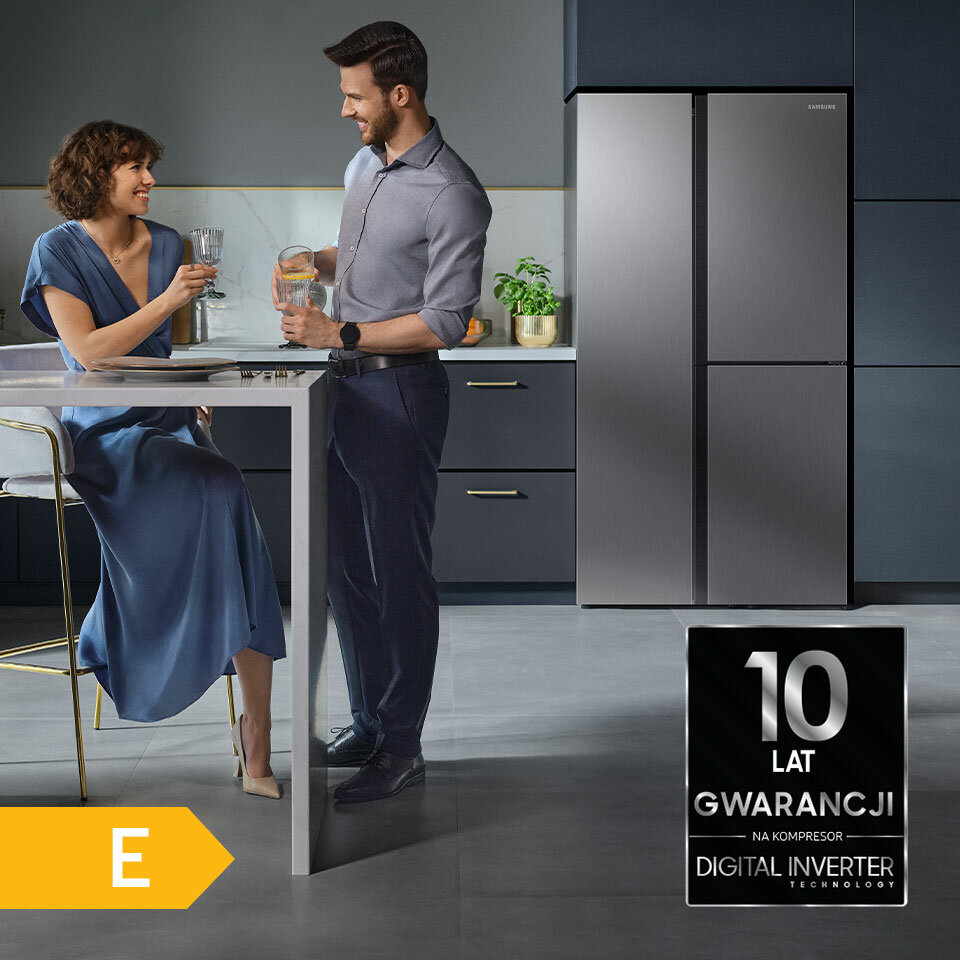 Lodówka Samsung towarzysząca domownikom na co dzień i od święta, z trwałym i niezawodnym kompresorem oraz wysoką klasą energetyczną