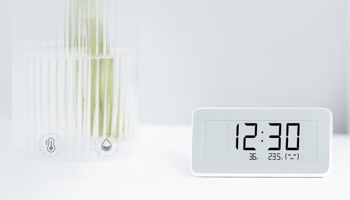 XIAOMI LYWSDO2MMC ekran LCD wysokim kontraście aktualną temperaturę i wilgotność godzinę w trybie 12 lub 24-godzinnym nóżka do postawienia magnetyczna płytka lodówki