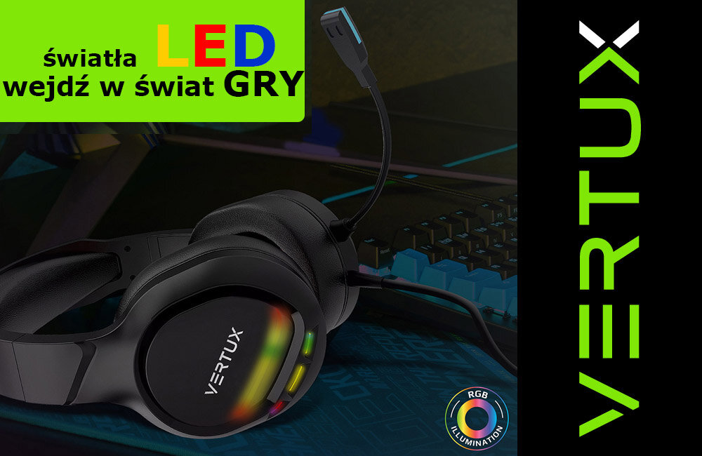 Słuchawki VERTUX Tokyo oświetlenie led