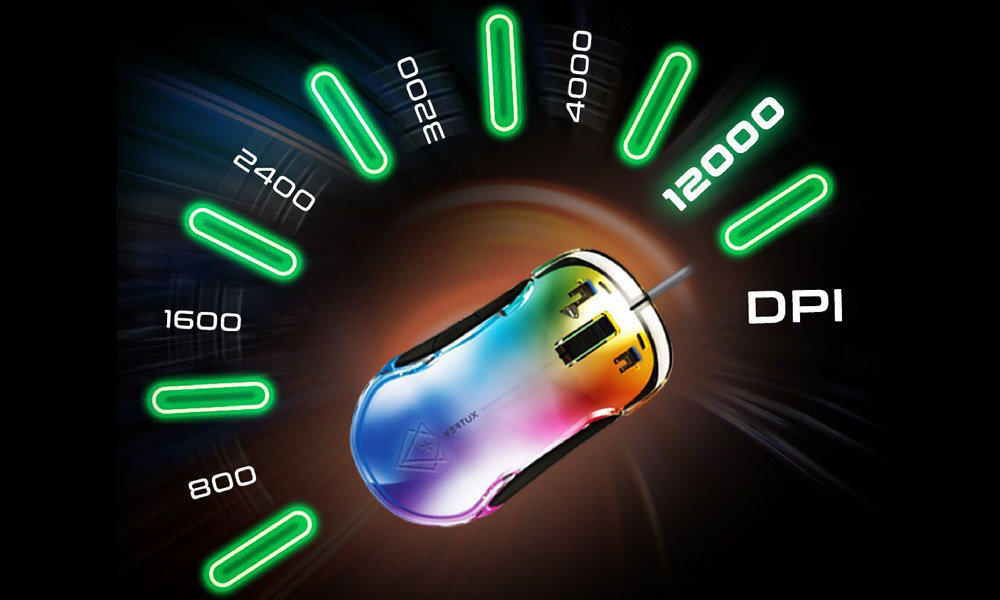 Mysz VERTUX Phoenix Regulacja 12000 DPI dla większej precyzji