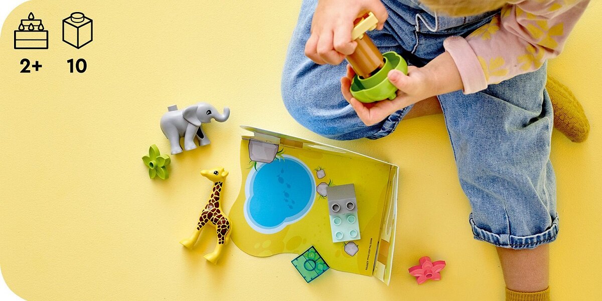 LEGO Duplo Dzikie zwierzęta Afryki 10971 żyrafa słoń Zabawa rozwijająca wiele umiejętności Poznaj dzikie zwierzęta Afryki