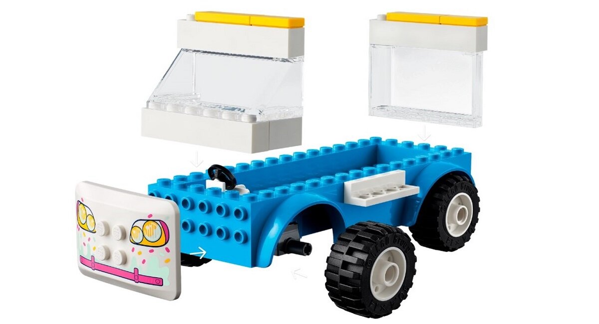 LEGO Friends Furgonetka z lodami 41715 dla chłopców i dziewczynek minilaleczki Andreę i Roxy z LEGO Friends oraz uroczą figurka psa Wysoka jakość i bezpieczeństwo