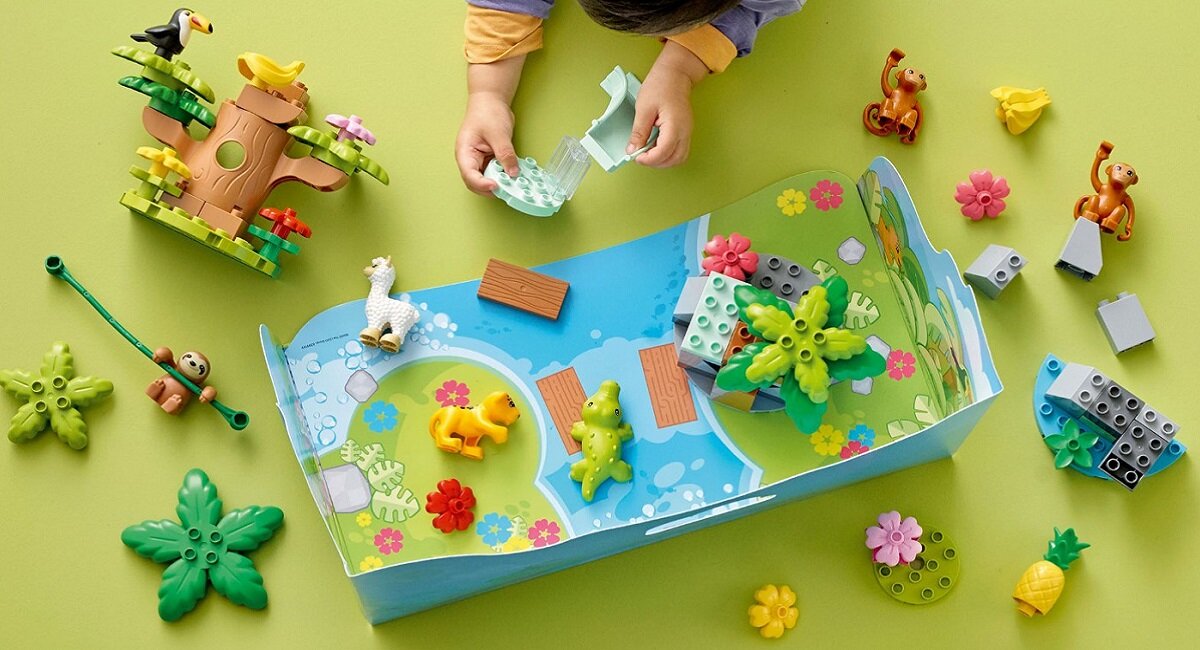 LEGO Duplo Dzikie zwierzęta Ameryki Południowej 10973 kreatywna zabawa prawidłowy rozwój merytoryczny dziecka klocki figurki minifigurki bez zasilania klasyczna zabawa wysoka jakość lego wielogodzinna zabawa Nie martw się o usterki