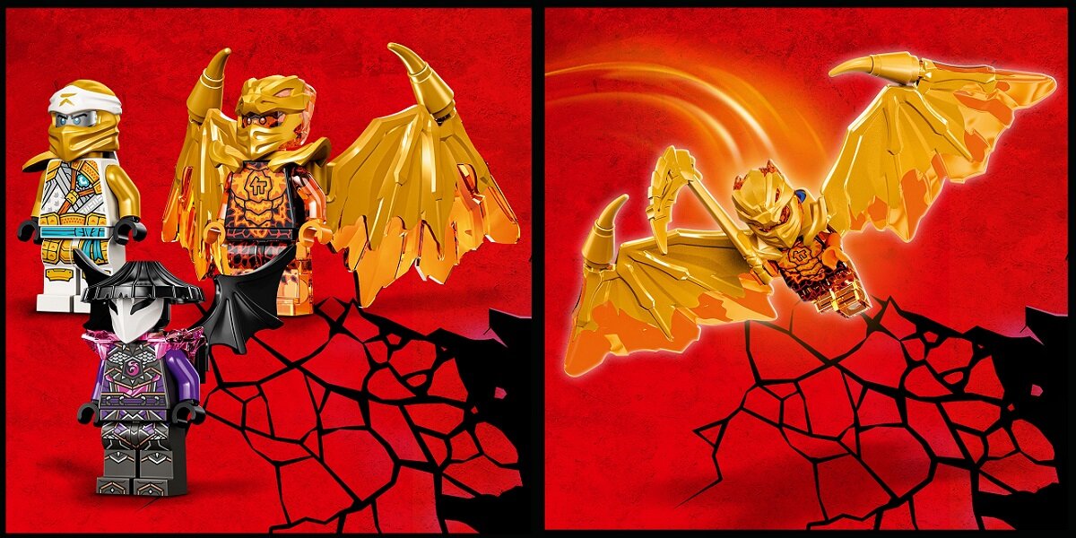 LEGO Ninjago Złoty smoczy odrzutowiec Zane’a 71770 Minifigurki gotowe na zabawę z Tobą