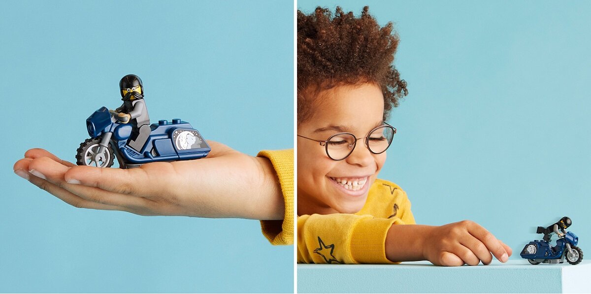 LEGO City Turystyczny motocykl kaskaderski 60331 kreatywna zabawa prawidłowy rozwój merytoryczny dziecka klocki figurki minifigurki bez zasilania klasyczna zabawa wysoka jakość lego wielogodzinna zabawa Wysoka jakość i bezpieczeństwo