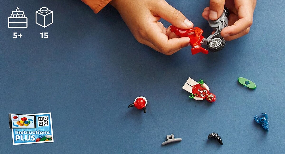 LEGO City Motocykl kaskaderski brawurowego skorpiona 60332 Zestaw dla dzieci w wieku od 5 lat
