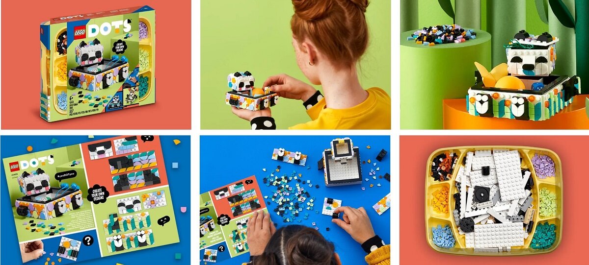 LEGO DOTS Pojemnik z uroczą pandą 41959 Torebka pełna kreatywności